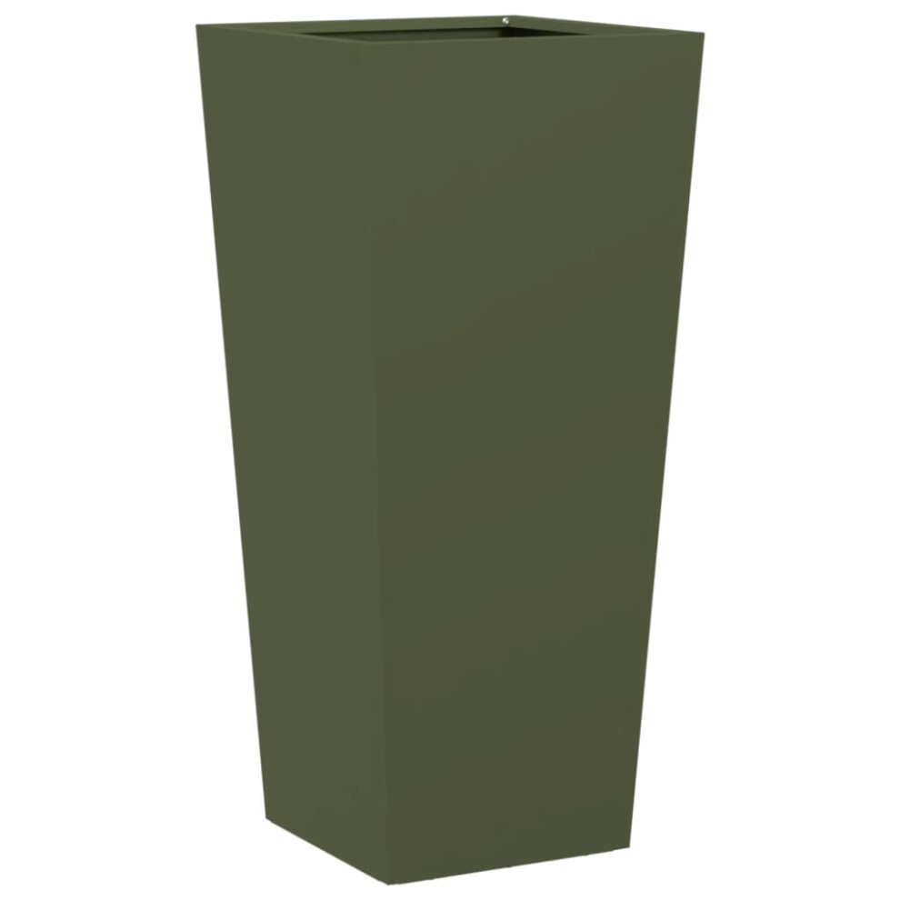 Vidaxl (Olive Green, 35 X 35 X 75 Cm/ 1 Pcs) Garden Planters Outdoor Flower Pot Patio Raised Bed Planter Box Steel