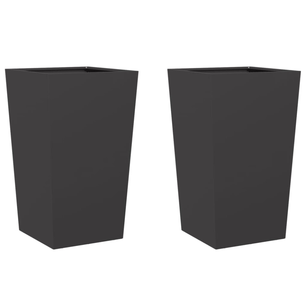 (black, 45 x 45 x 75 cm/ 2 pcs) vidaXL Garden Planters Outdoor Flower Pot Patio Raised Bed Planter Box Steel