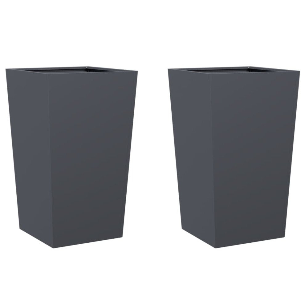 Vidaxl (Anthracite, 45 X 45 X 75 Cm/ 2 Pcs) Garden Planters Outdoor Flower Pot Patio Raised Bed Planter Box Steel