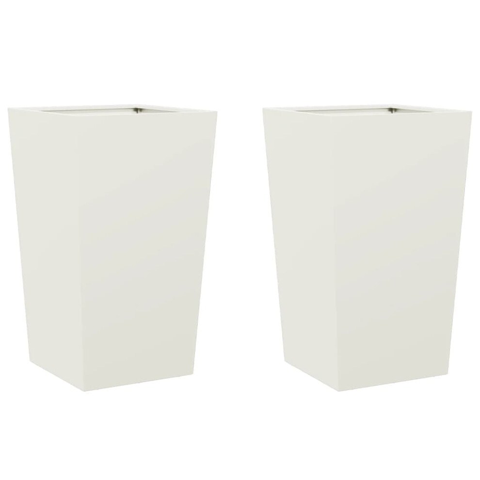 Vidaxl (White, 45 X 45 X 75 Cm/ 2 Pcs) Garden Planters Outdoor Flower Pot Patio Raised Bed Planter Box Steel