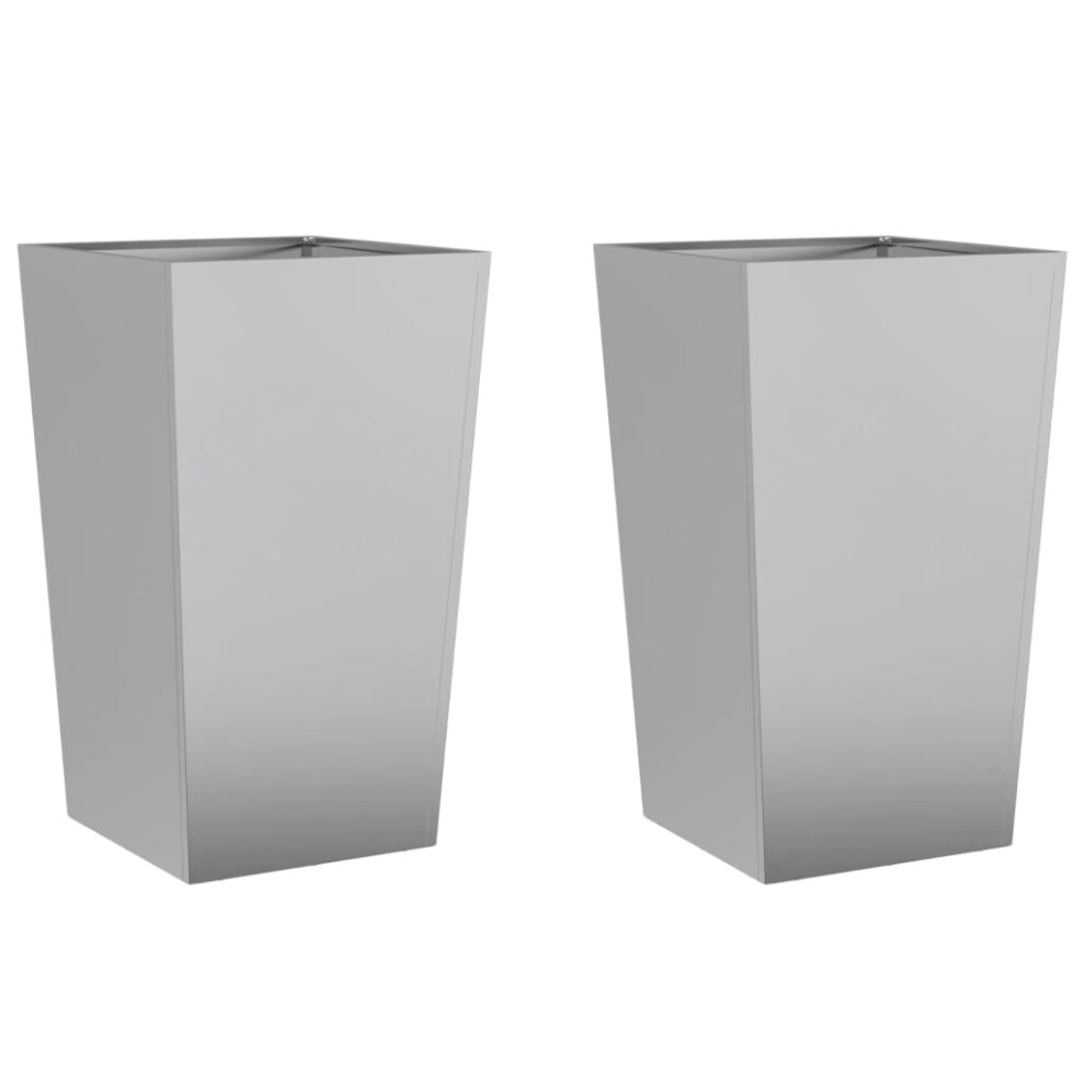 Vidaxl Garden Planters Outdoor Flower Pot Planter Box 2 Pcs Galvanised Steel