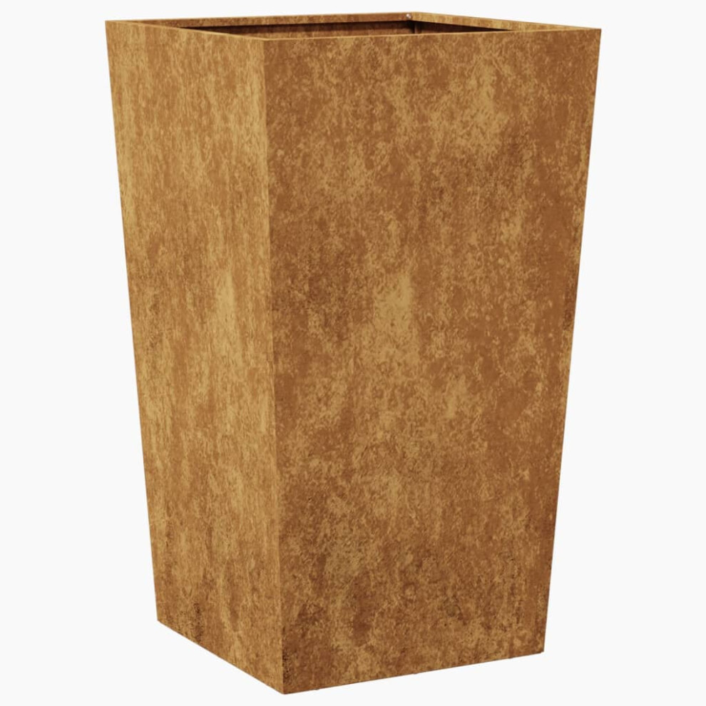 Vidaxl (Brown, 45 X 45 X 75 Cm/ 1 Pcs) Garden Planters Outdoor Flower Pot Patio Raised Bed Planter Box Steel