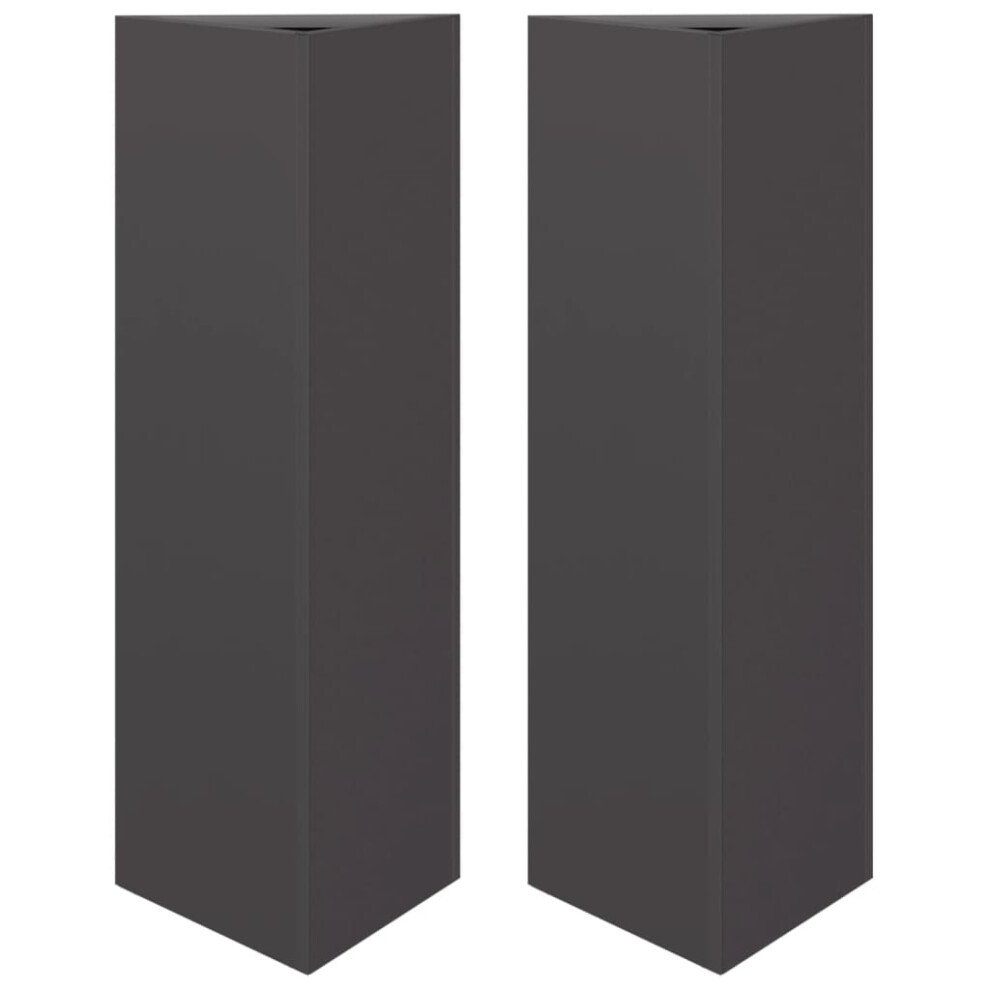 Vidaxl (Black, 30 X 26 X 75 Cm/ 2 Pcs) Garden Planters Outdoor Flower Pot Patio Planter Box Triangular Steel