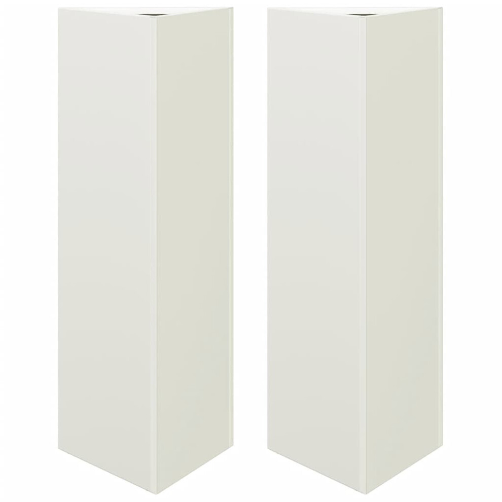 Vidaxl (White, 30 X 26 X 75 Cm/ 2 Pcs) Garden Planters Outdoor Flower Pot Patio Planter Box Triangular Steel