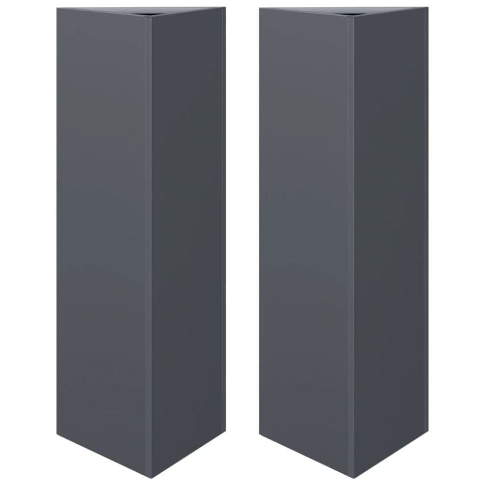 Vidaxl (, 30 X 26 X 75 Cm/ 2 Pcs) Garden Planters Outdoor Flower Pot Patio Planter Box Triangular Steel Anthracite