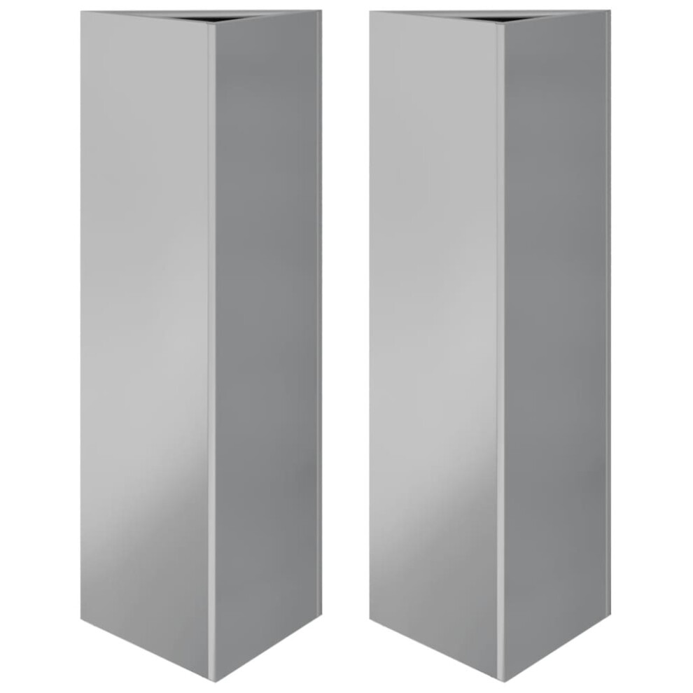 Vidaxl (Grey, 30 X 26 X 75 Cm/ 2 Pcs) Garden Planters Outdoor Flower Pot Patio Planter Box Triangular Steel