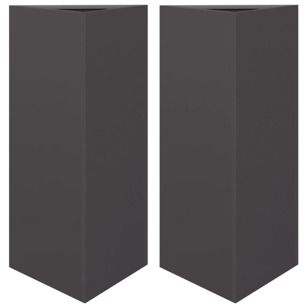 Vidaxl (Black, 40 X 34.5 X 70 Cm/ 2 Pcs) Garden Planters Outdoor Flower Pot Patio Planter Box Triangular Steel