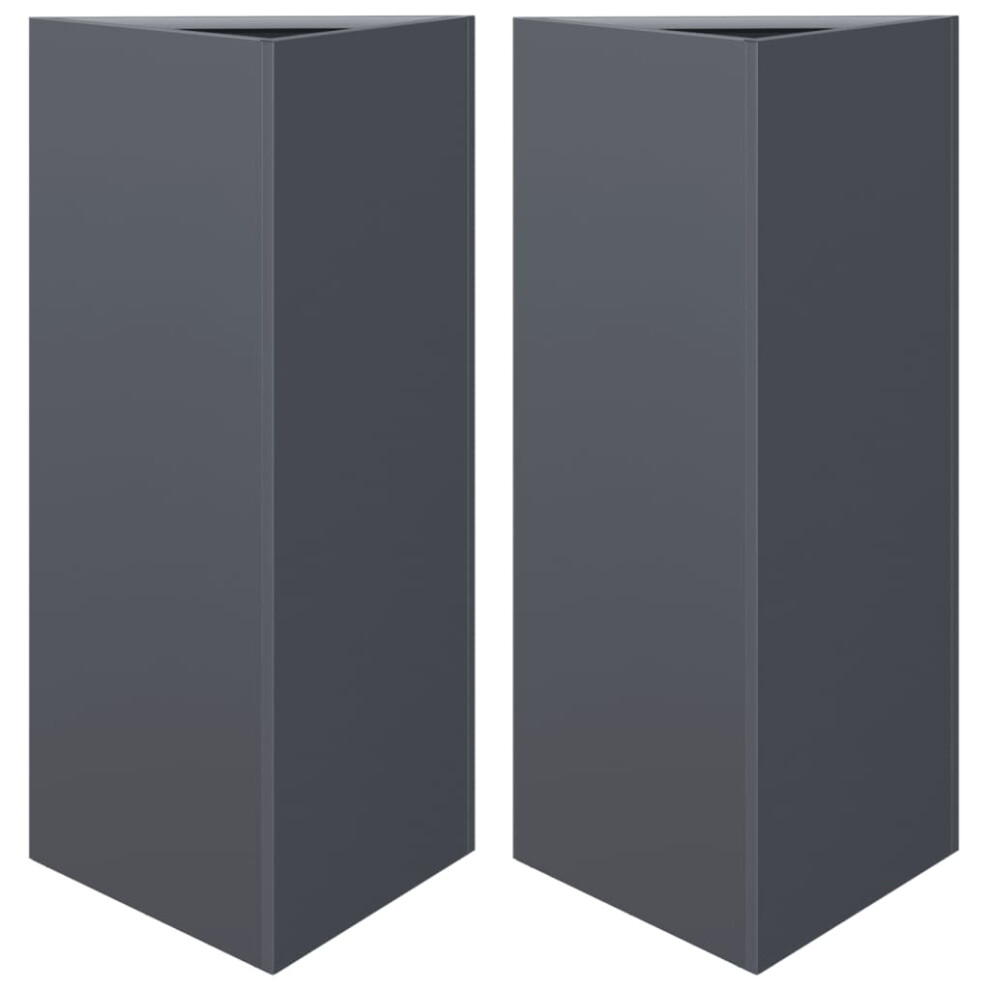 Vidaxl (Anthracite, 40 X 34.5 X 70 Cm/ 2 Pcs) Garden Planters Outdoor Flower Pot Patio Planter Box Triangular Steel