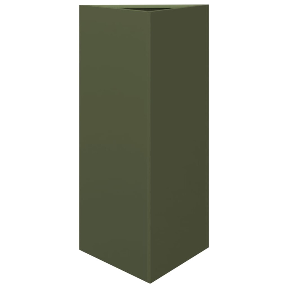 (olive green, 40 x 34.5 x 70 cm/ 1 pcs) vidaXL Garden Planters Outdoor Flower Pot Patio Planter Box Triangular Steel