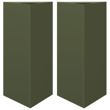(olive green, 40 x 34.5 x 70 cm/ 2 pcs) vidaXL Garden Planters Outdoor Flower Pot Patio Planter Box Triangular Steel