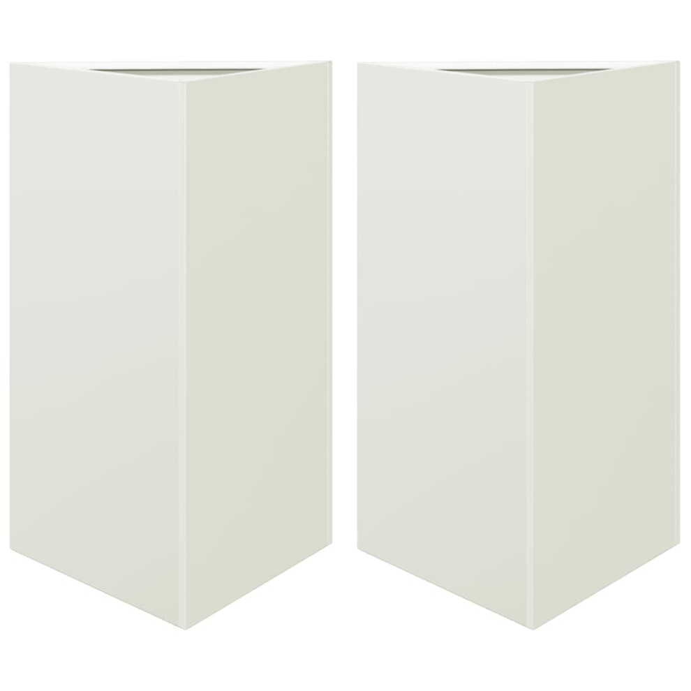 (white, 50 x 43 x 75 cm/ 2 pcs) vidaXL Garden Planters Outdoor Flower Pot Patio Planter Box Triangular Steel