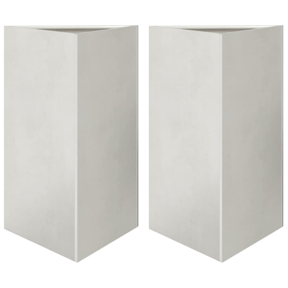 Vidaxl (Light Grey, 50 X 43 X 75 Cm/ 2 Pcs) Garden Planters Outdoor Flower Pot Patio Planter Box Triangular Steel