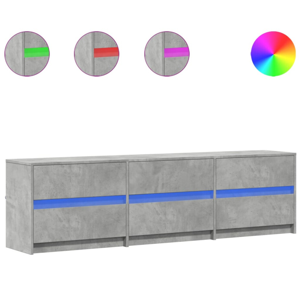 Vidaxl (Concrete Grey, 180 X 34 X 50 Cm) Tv Cabinet With Led Tv Stand Tv Unit Media Unit Engineered Wood