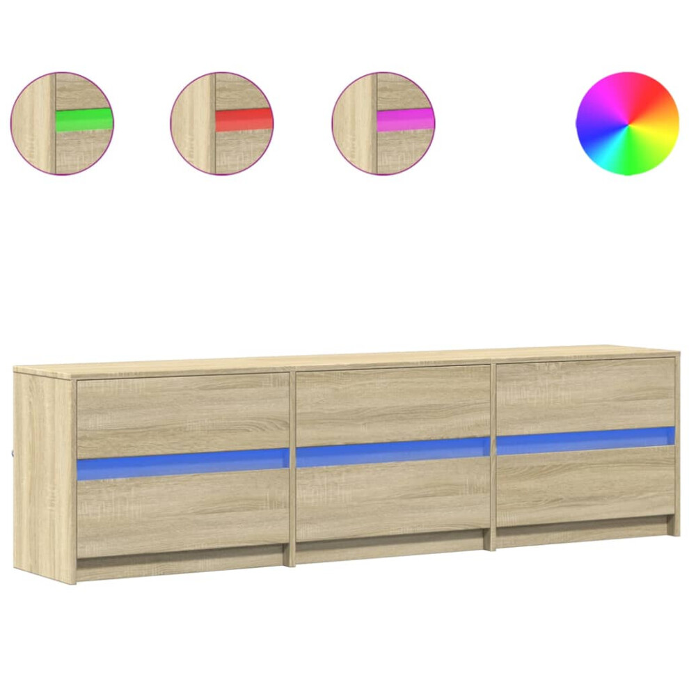 Vidaxl (Sonoma Oak, 180 X 34 X 50 Cm) Tv Cabinet With Led Tv Stand Tv Unit Media Unit Engineered Wood