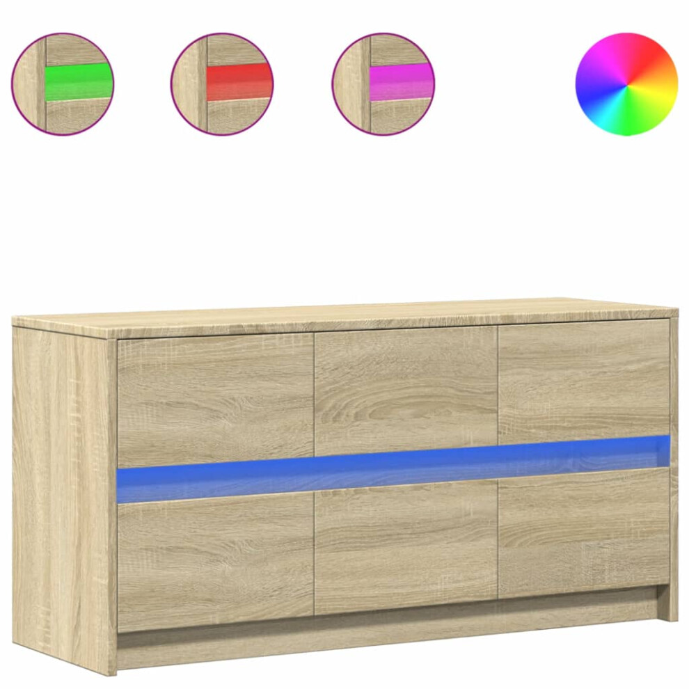 Vidaxl (Sonoma Oak, 100 X 34 X 50 Cm) Tv Cabinet With Led Tv Stand Tv Unit Media Unit Engineered Wood