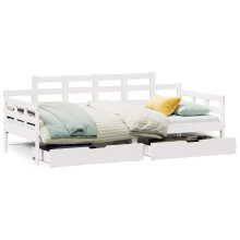 (white, 90 x 200 cm) vidaXL Daybed with Drawers Sofa Bed Guest Bed Couch Solid Wood Pine