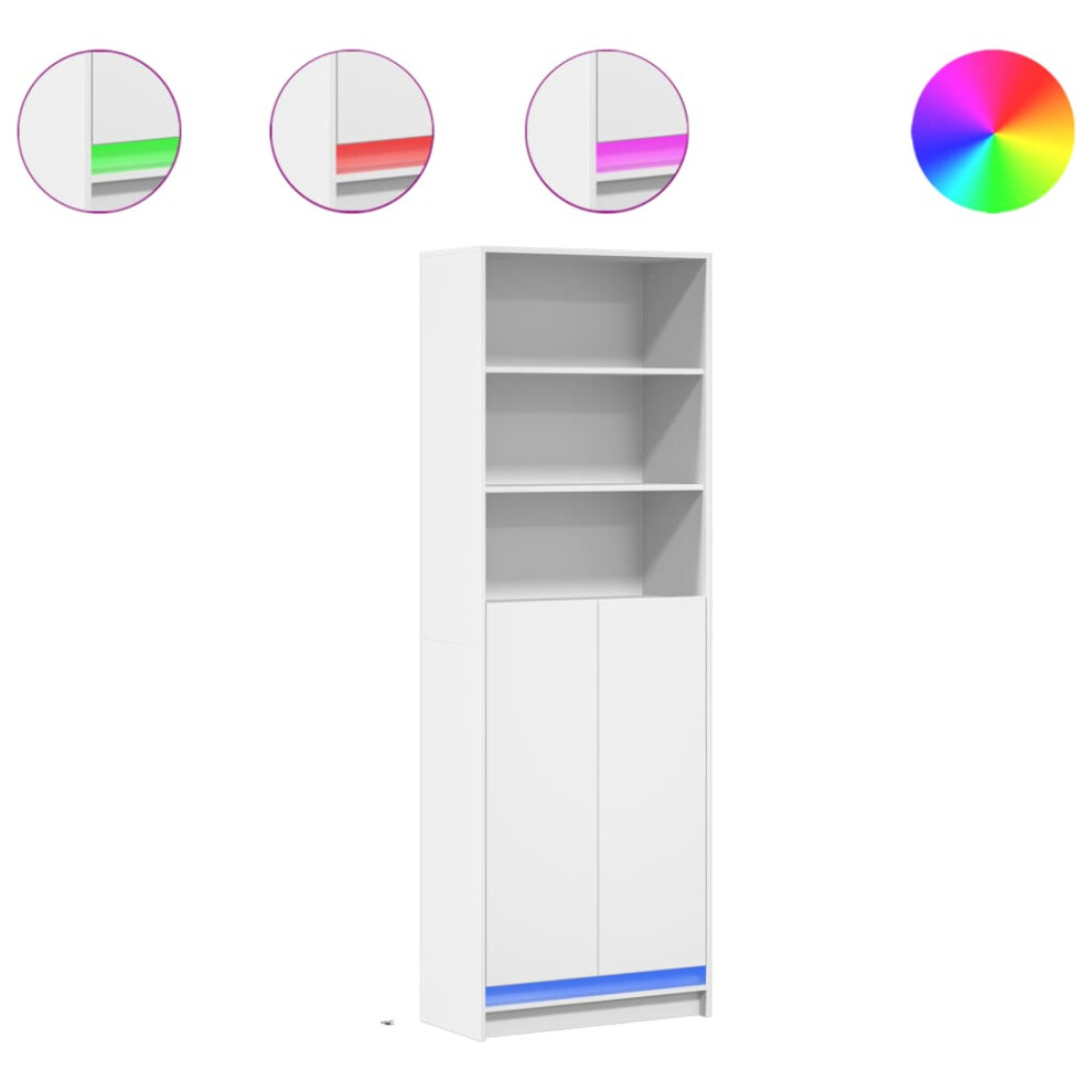 (white, 69 x 32.5 x 200 cm) vidaXL Highboard with LED Sideboard Side Cabinet Cupboard Engineered Wood