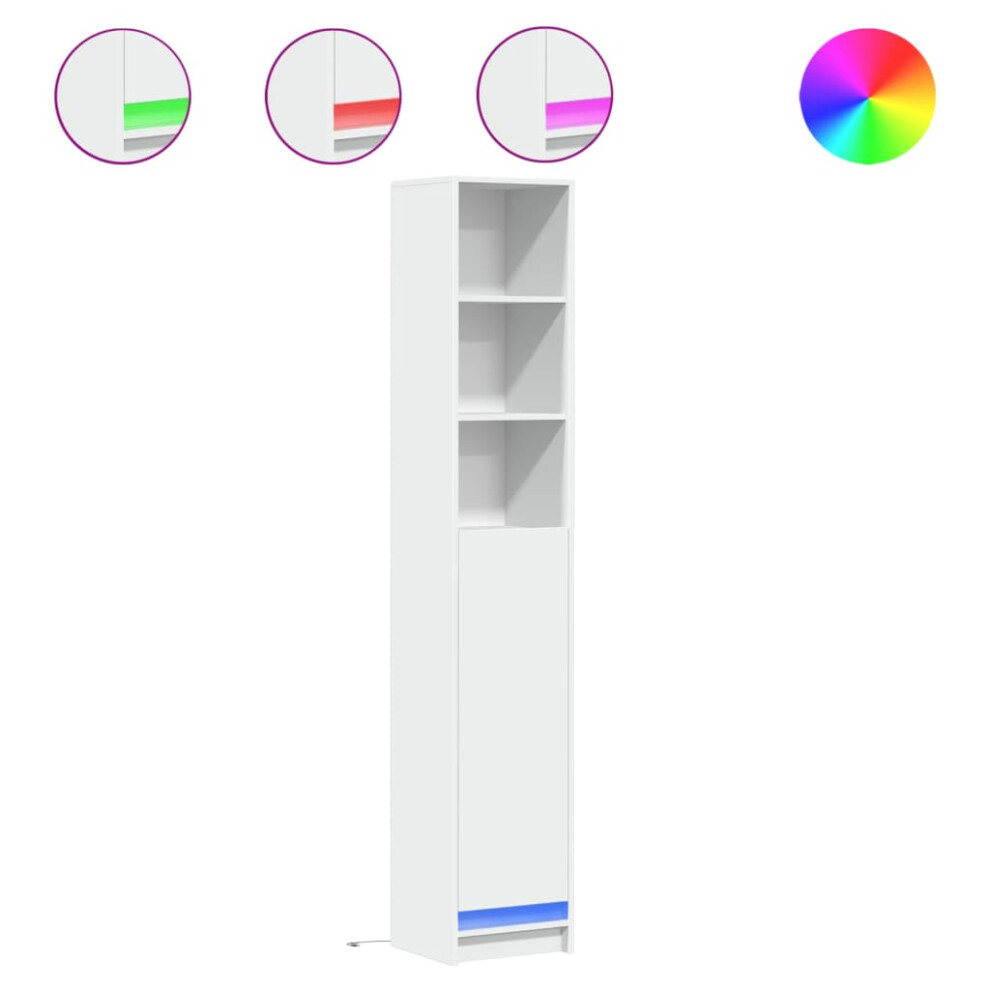 (white, 36 x 32.5 x 200 cm) vidaXL Highboard with LED Sideboard Side Cabinet Cupboard Engineered Wood