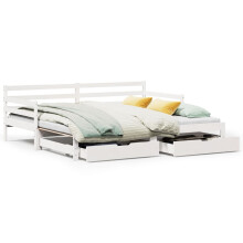 (white, 90 x 200 cm) vidaXL Daybed with Trundle & Drawers Sofa Bed Solid Wood Pine