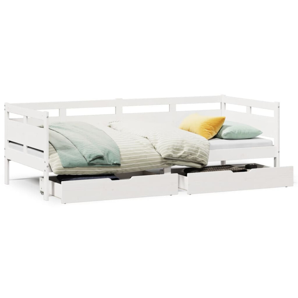 Vidaxl (White, 80 X 200 Cm) Daybed With Drawers Sofa Bed Guest Bed Couch Solid Wood Pine
