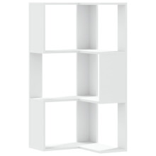 (white) vidaXL Corner Bookcase 3-Tier Corner Bookshelf Corner Rack Engineered Wood