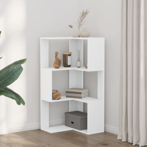 VidaXL (white) vidaXL Corner Bookcase 3-Tier Corner Bookshelf Corner Rack Engineered Wood 2