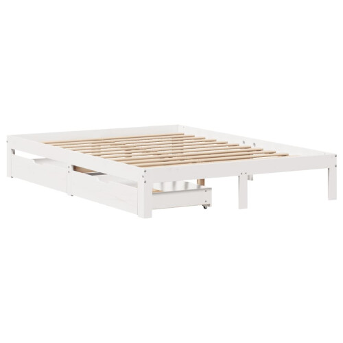 VidaXL (white, 150 x 200 cm) vidaXL Bed Frame with Drawers Bed Wax Solid Wood Pine 2