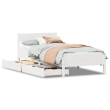 (white, 90 x 190 cm) vidaXL Bed Frame with Headboard Wax Solid Wood Pine
