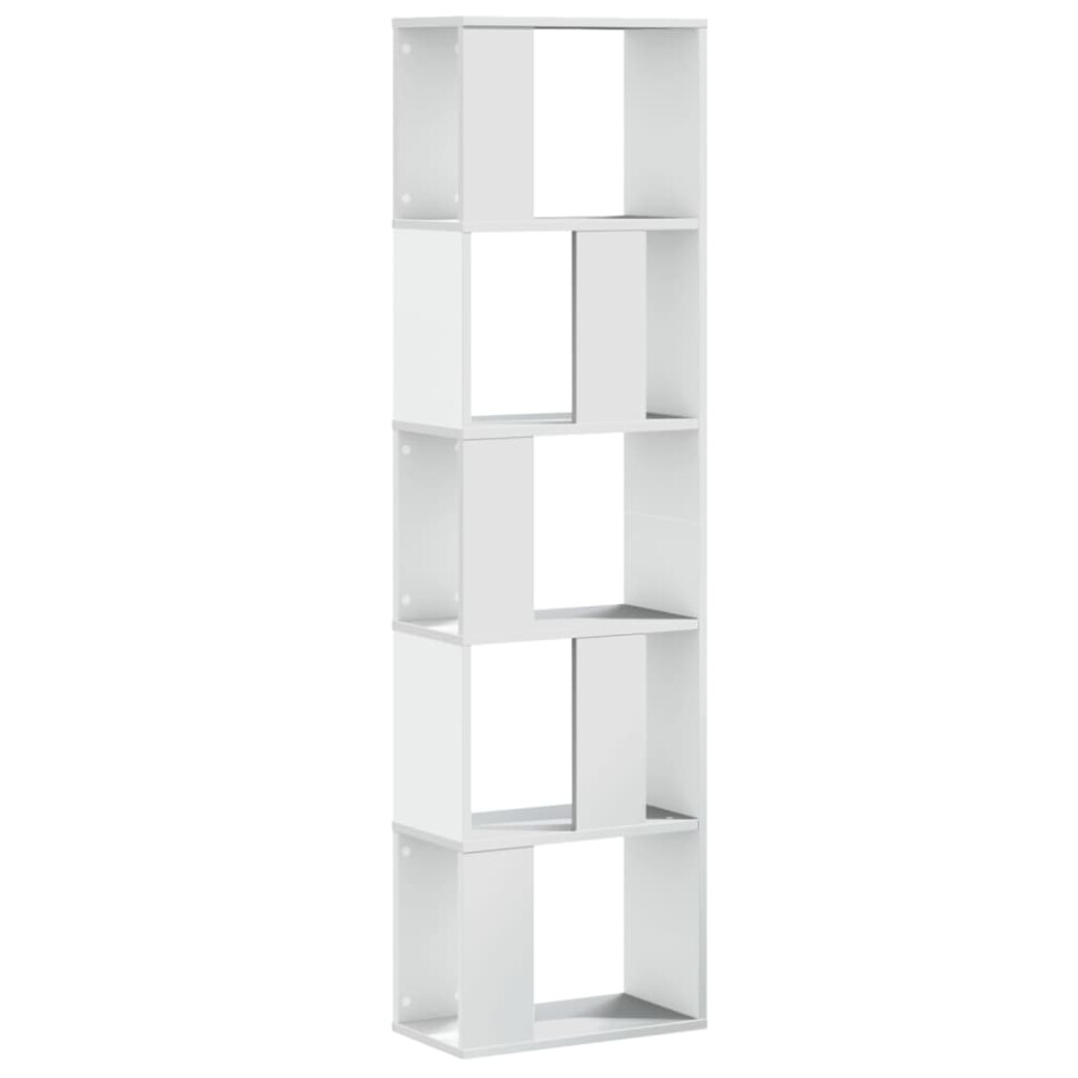 (white, 45 x 23.5 x 162.5 cm) vidaXL Bookcase 5-Tier Bookshelf Storage Book Shelf Book Rack Engineered Wood