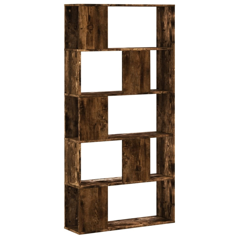 (smoked oak, 80.5 x 23.5 x 162.5 cm) vidaXL Bookcase 5-Tier Bookshelf Storage Book Shelf Book Rack Engineered Wood