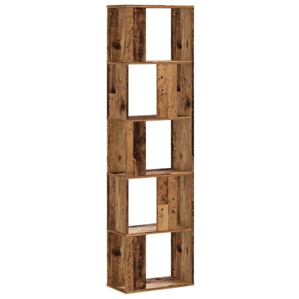 (old wood, 45 x 23.5 x 162.5 cm) vidaXL Bookcase 5-Tier Bookshelf Storage Book Shelf Book Rack Engineered Wood