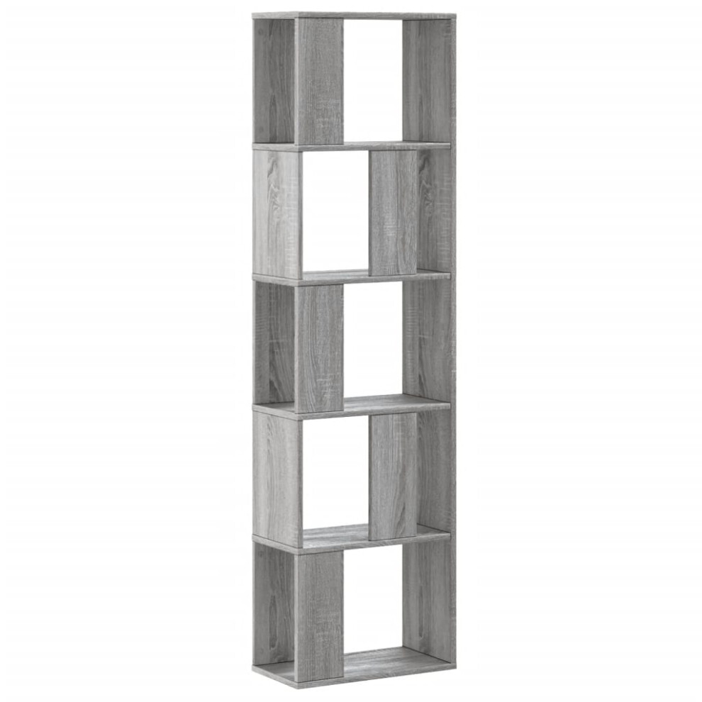 (grey sonoma, 45 x 23.5 x 162.5 cm) vidaXL Bookcase 5-Tier Bookshelf Storage Book Shelf Book Rack Engineered Wood