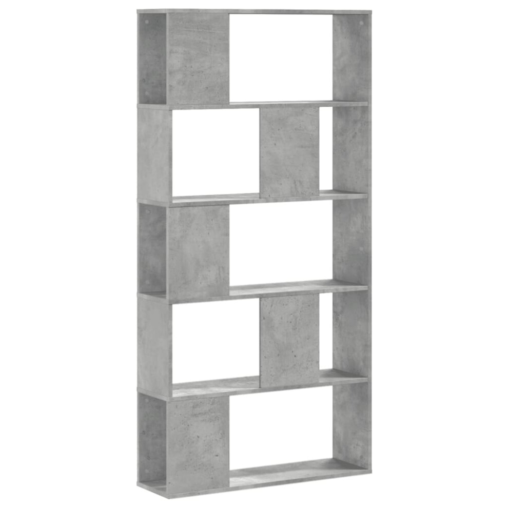 (concrete grey, 80.5 x 23.5 x 162.5 cm) vidaXL Bookcase 5-Tier Bookshelf Storage Book Shelf Book Rack Engineered Wood