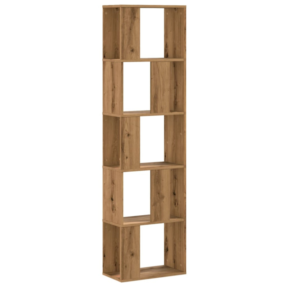 Vidaxl (Oak, 45 X 23.5 X 162.5 Cm) Bookcase 5-Tier Bookshelf Storage Book Shelf Book Rack Engineered Wood