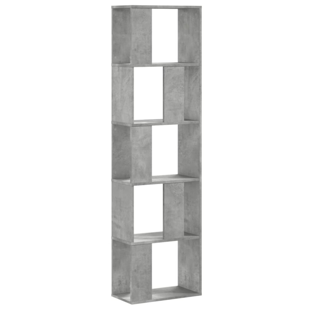 (concrete grey, 45 x 23.5 x 162.5 cm) vidaXL Bookcase 5-Tier Bookshelf Storage Book Shelf Book Rack Engineered Wood