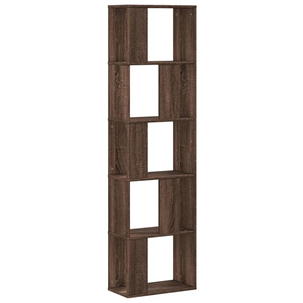 (brown oak, 45 x 23.5 x 162.5 cm) vidaXL Bookcase 5-Tier Bookshelf Storage Book Shelf Book Rack Engineered Wood