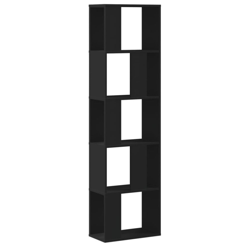 (black, 45 x 23.5 x 162.5 cm) vidaXL Bookcase 5-Tier Bookshelf Storage Book Shelf Book Rack Engineered Wood