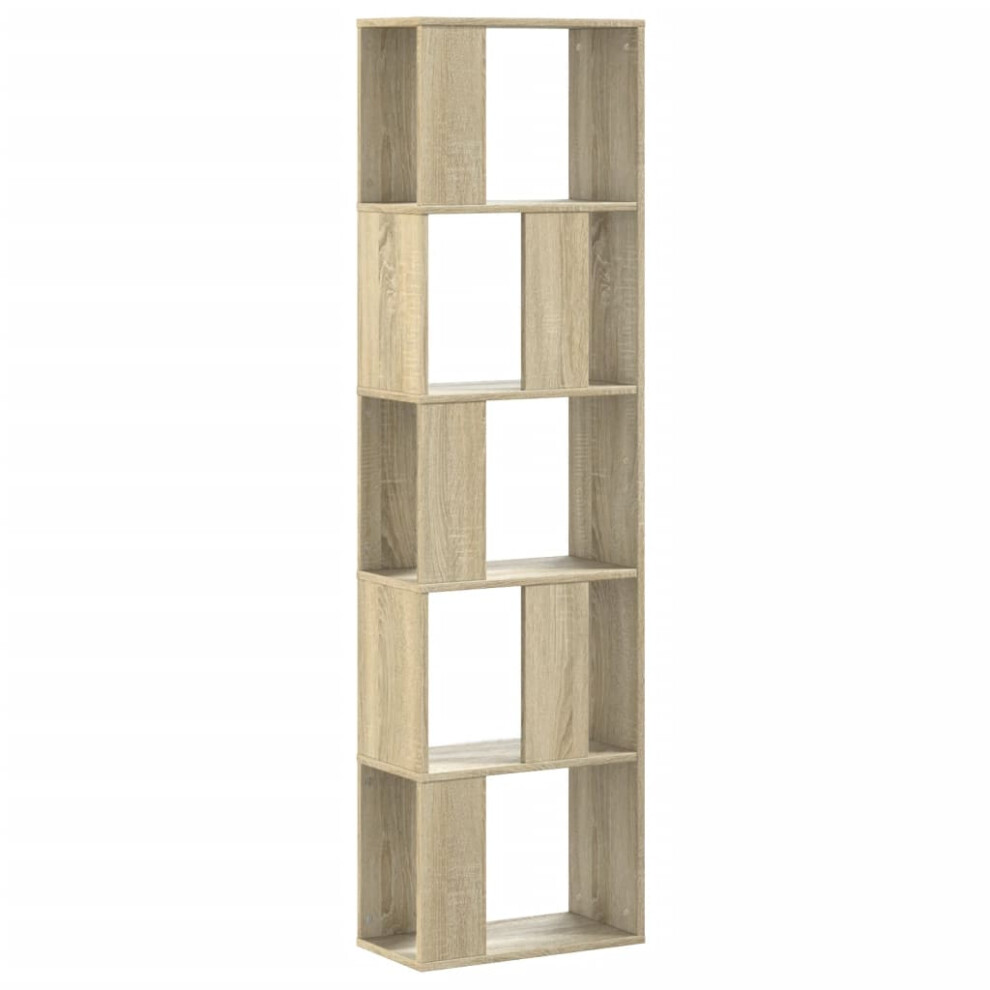 (sonoma oak, 45 x 23.5 x 162.5 cm) vidaXL Bookcase 5-Tier Bookshelf Storage Book Shelf Book Rack Engineered Wood