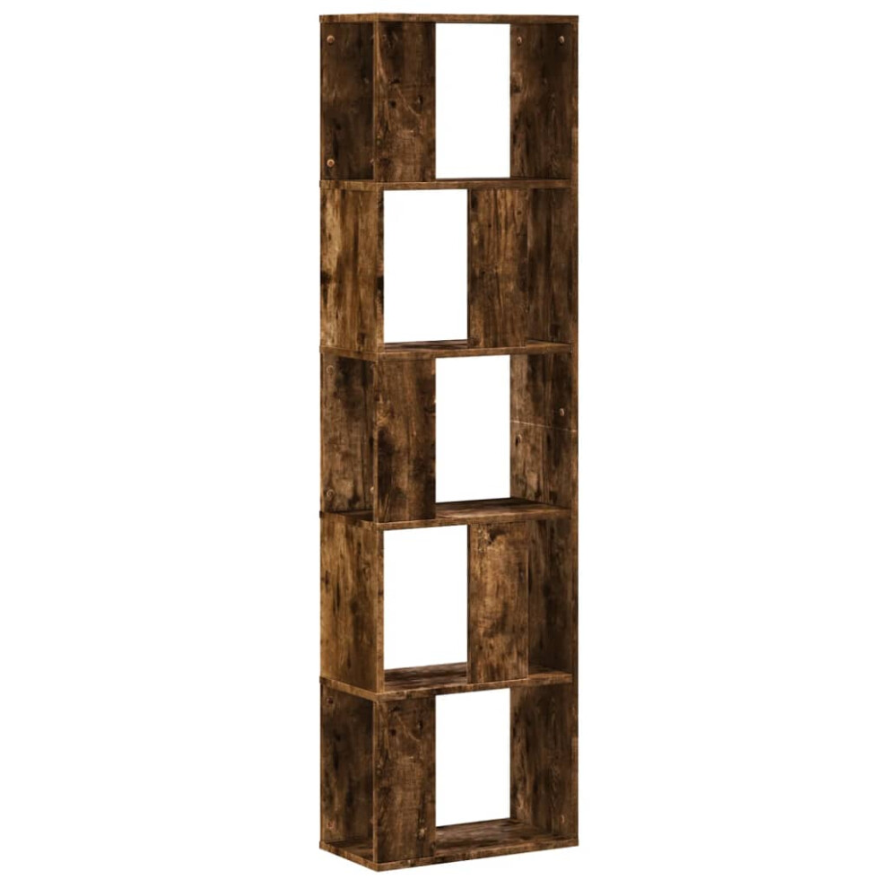 (smoked oak, 45 x 23.5 x 162.5 cm) vidaXL Bookcase 5-Tier Bookshelf Storage Book Shelf Book Rack Engineered Wood