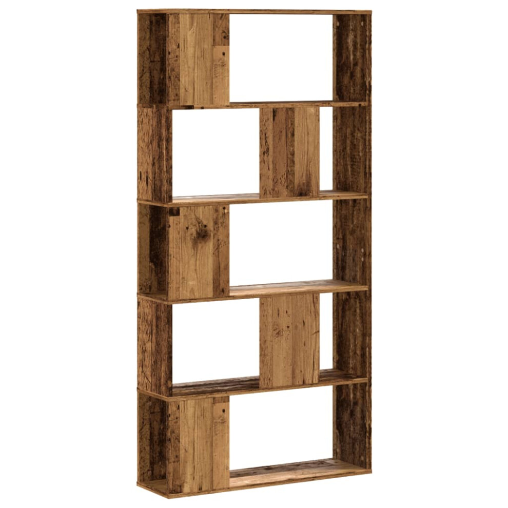 (old wood, 80.5 x 23.5 x 162.5 cm) vidaXL Bookcase 5-Tier Bookshelf Storage Book Shelf Book Rack Engineered Wood