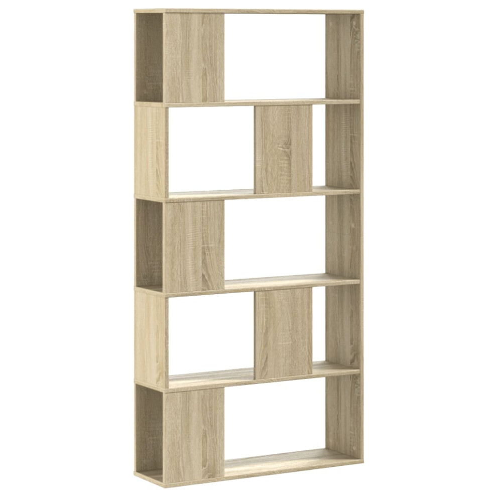 Vidaxl (Sonoma Oak, 80.5 X 23.5 X 162.5 Cm) Bookcase 5-Tier Bookshelf Storage Book Shelf Book Rack Engineered Wood