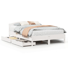 (white, 160 x 200 cm) vidaXL Bed Frame with Headboard Bed Base Wax Solid Wood Pine