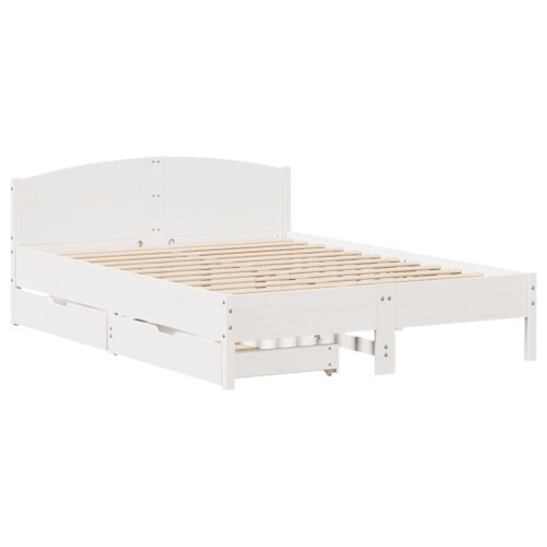 VidaXL (white, 120 x 190 cm) vidaXL Bed Frame with Headboard Bed Base Wax Solid Wood Pine 2