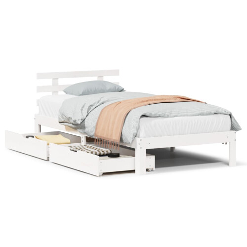 VidaXL (white, 90 x 190 cm) vidaXL Bed Frame with Drawers Bed Base Solid Wood Pine 1