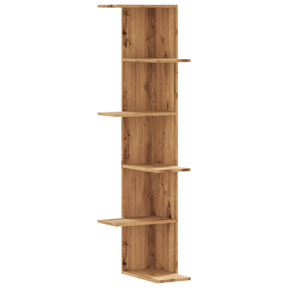 Vidaxl (Oak) Wall Corner Shelf Wall Mounted Shelf Floating Shelf Engineered Wood