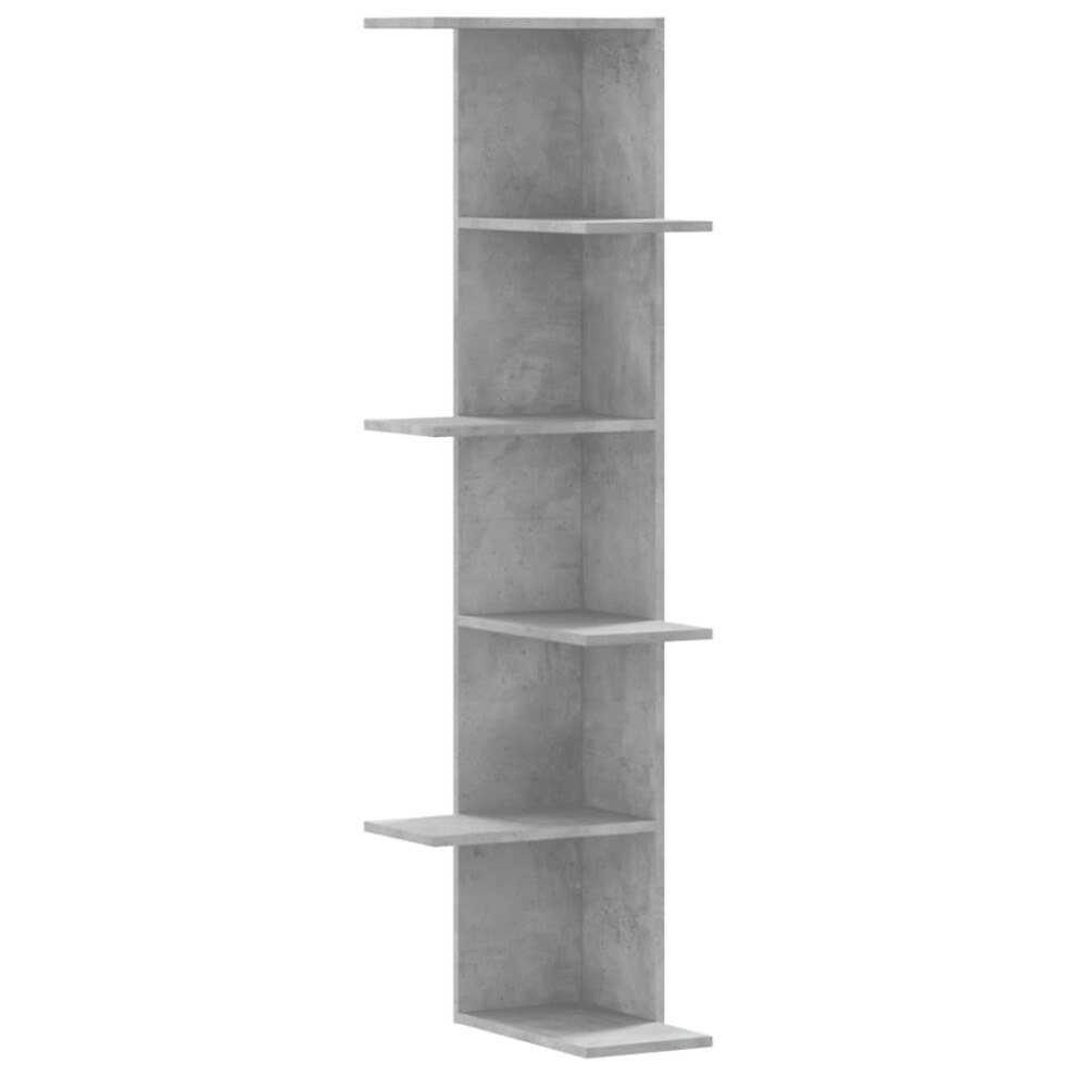 Vidaxl (Concrete ) Wall Corner Shelf Wall Mounted Shelf Floating Shelf Engineered Wood Grey