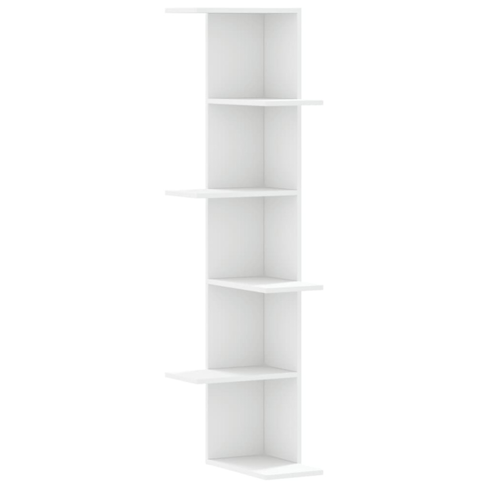 (white) vidaXL Wall Corner Shelf Wall Mounted Shelf Floating Shelf Engineered Wood