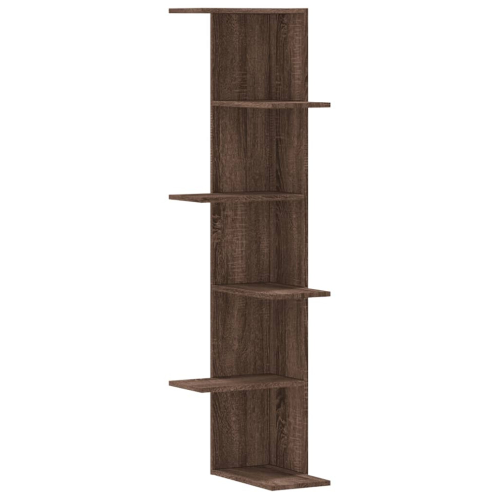 Vidaxl (Brown Oak) Wall Corner Shelf Wall Mounted Shelf Floating Shelf Engineered Wood