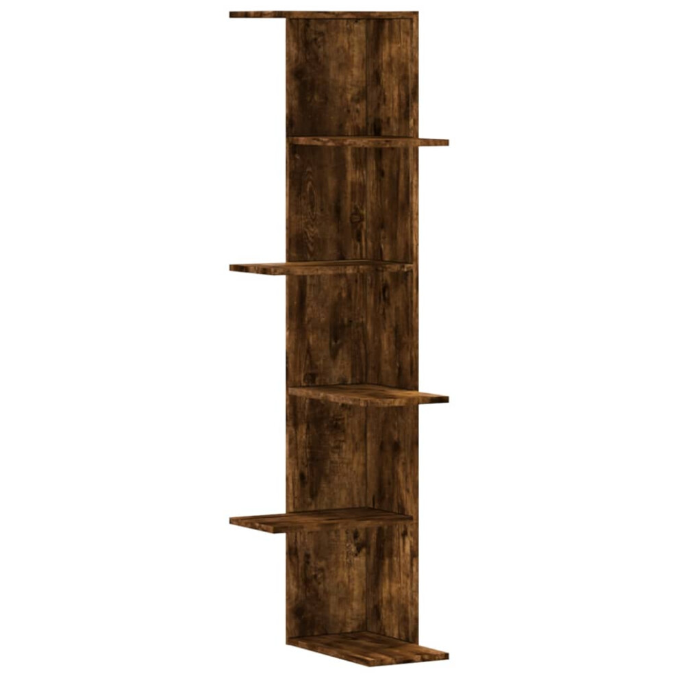 (Smoked Oak) Vidaxl Wall Corner Shelf Wall Mounted Shelf Floating Shelf Engineered Wood 8721102948886