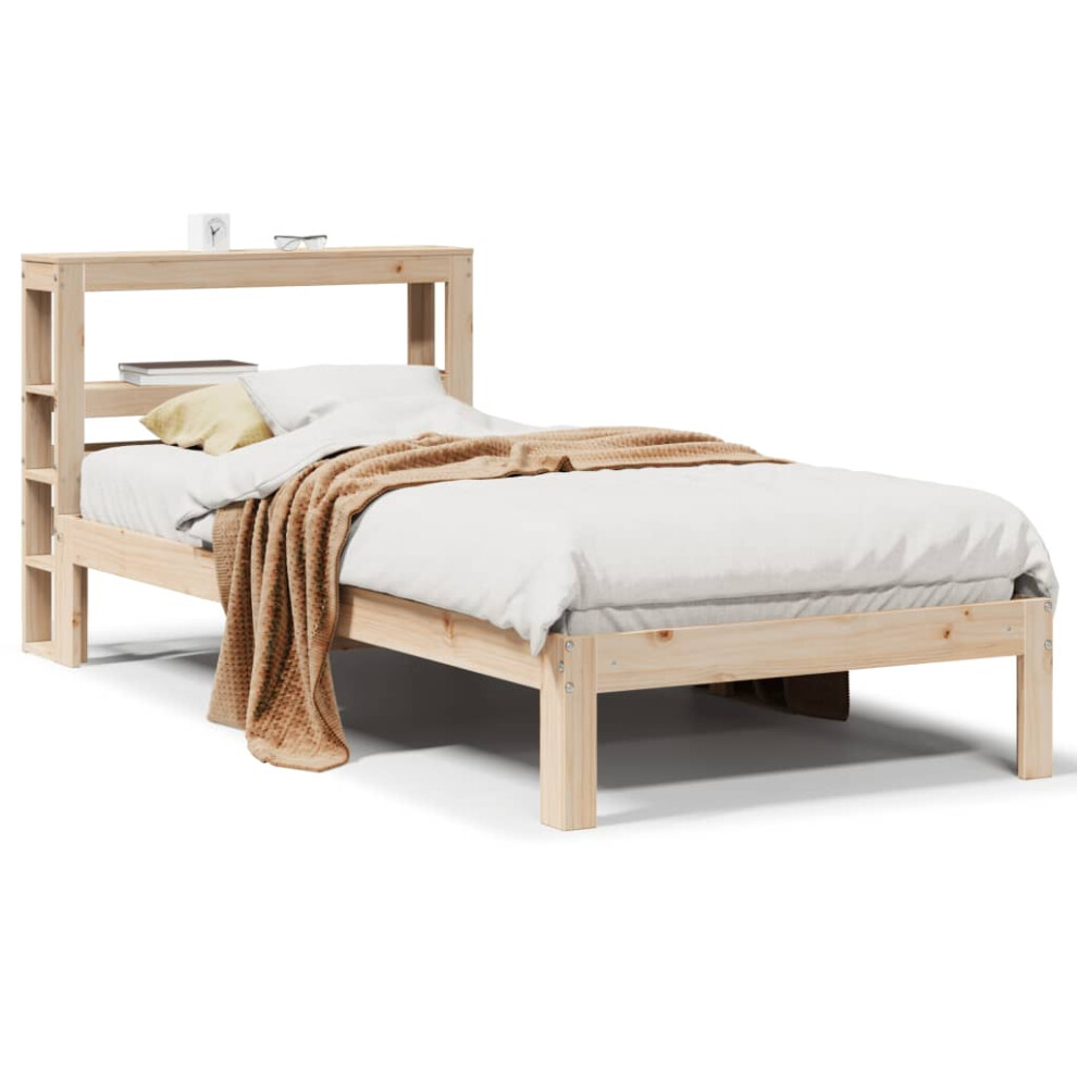 (natural, 75 x 190 cm) vidaXL Bed Frame with Headboard Wax Solid Wood Pine